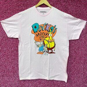 Nickelodeon Rocko's Moder Life Animated Series Cartoon Graphic Pink T-Shirt larg